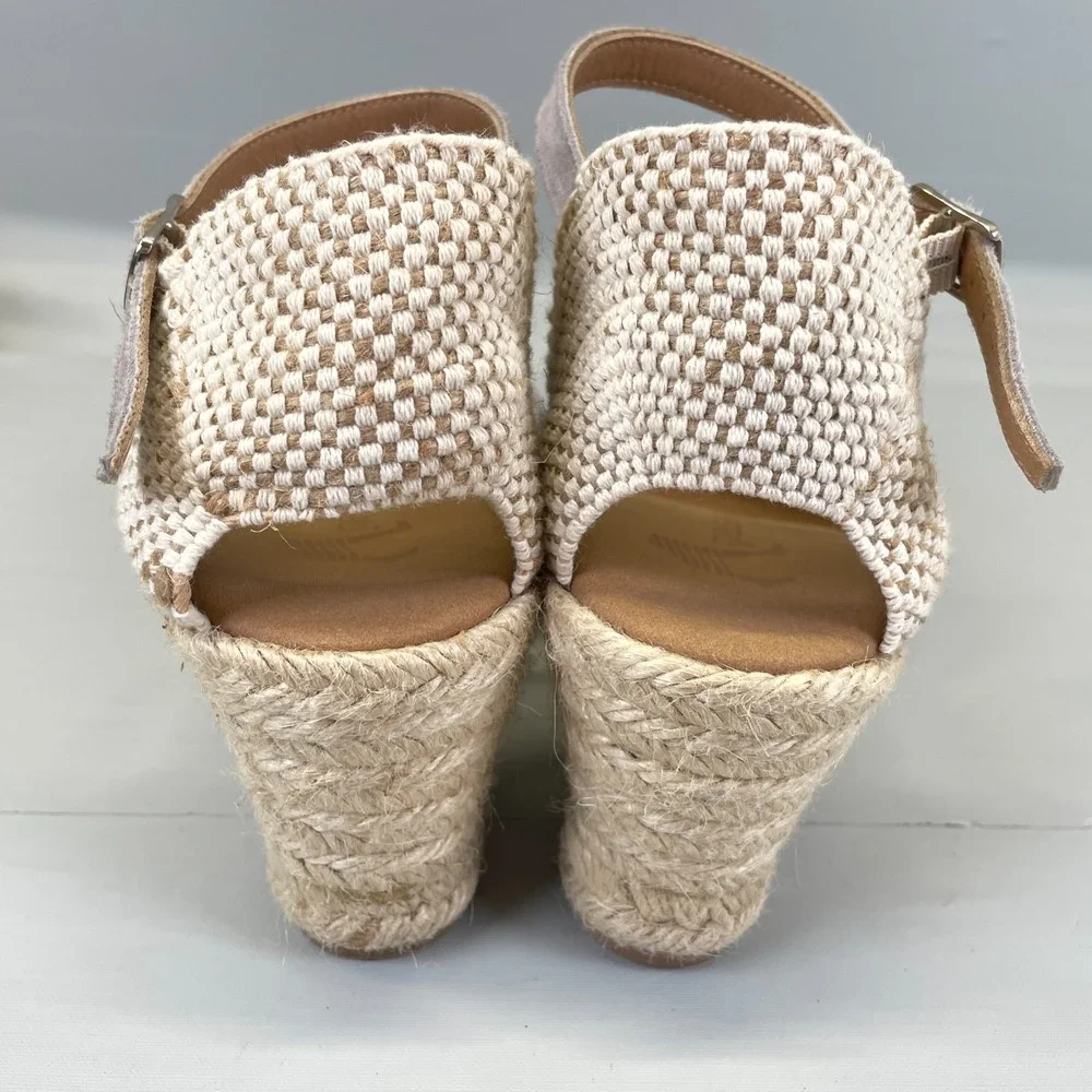 Paseart Wedge Espadrille Sandals Womens Size 40 US 9.5 Gray Suede Buckle Shoes